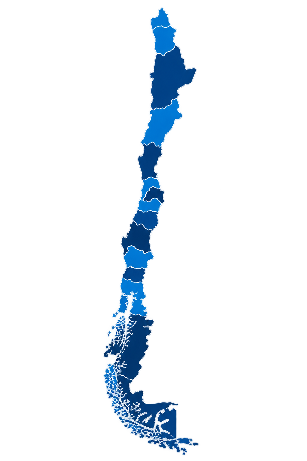 Mapa de Chile que representa la cobertura nacional de Piscinas Chapuzón